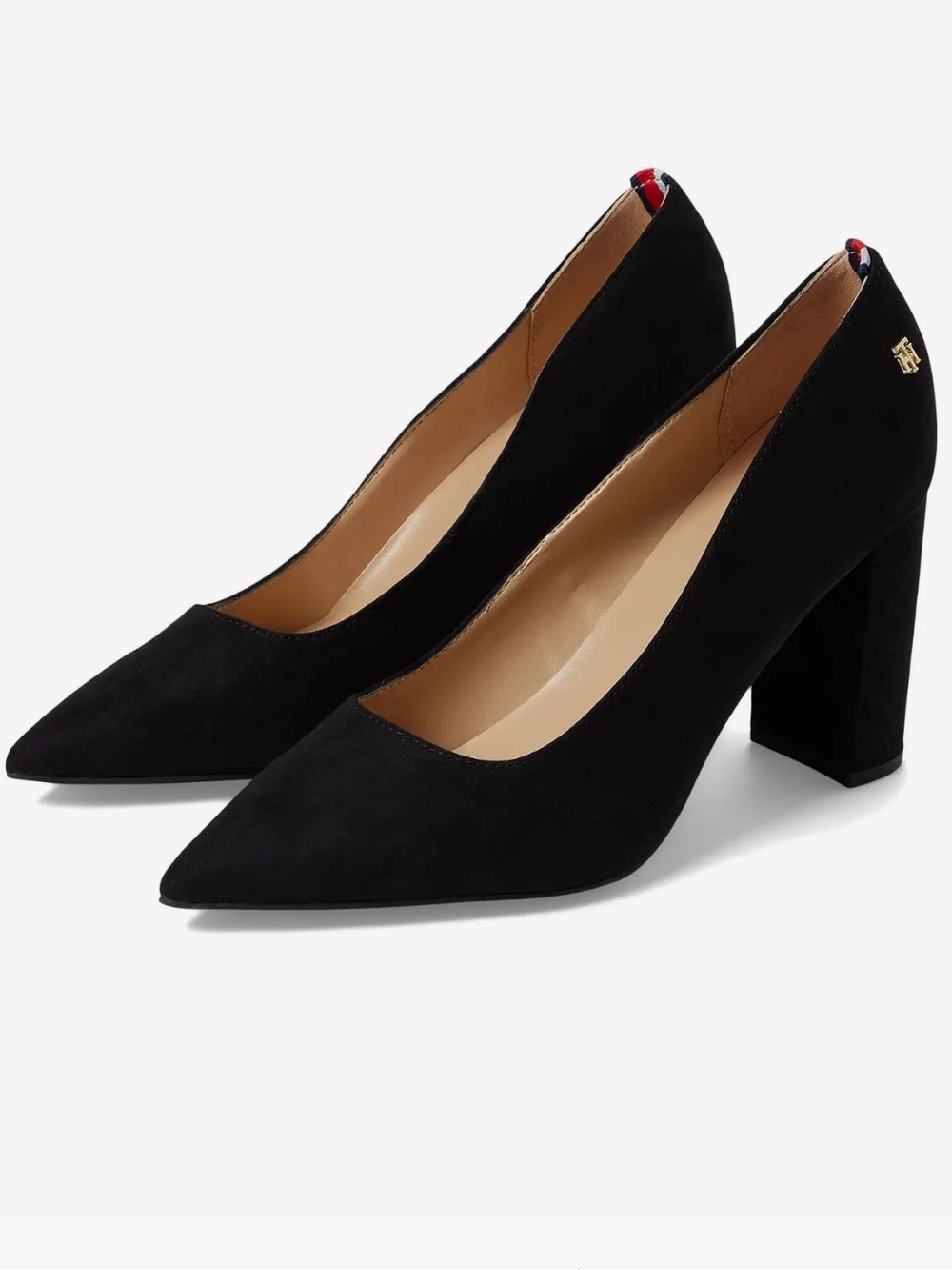 Tommy Hilfiger | Women’s Black Faux Suede Abilene Pointed Toe Chunky Heels 5.5